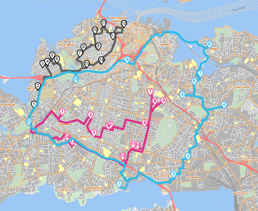 Auckland Scenario 3 Routes