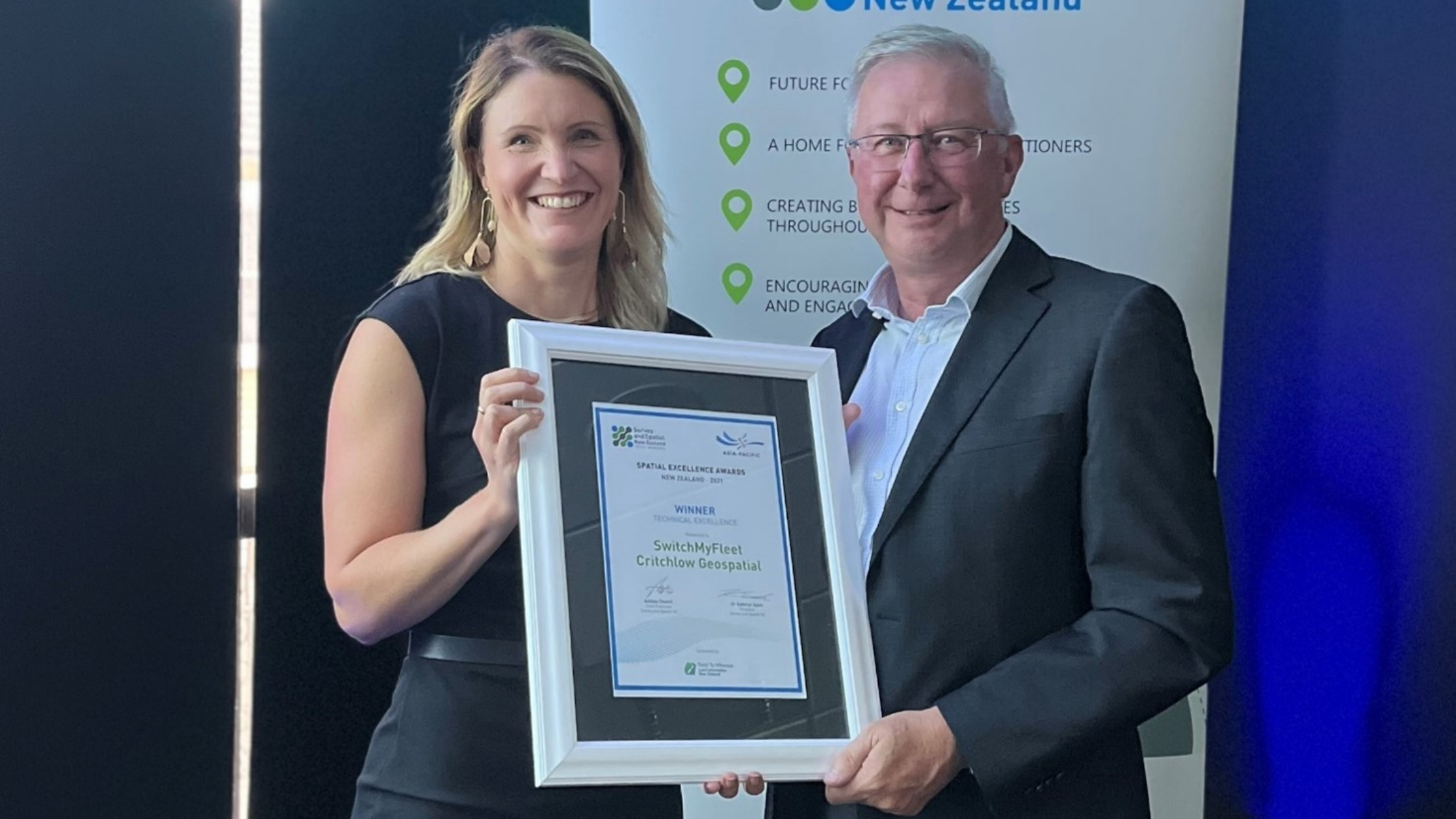 Critchlow Geospatial takes out Technical Excellence honours at the 2021 Spatial Excellence Awards for its SwitchMyFleet solution